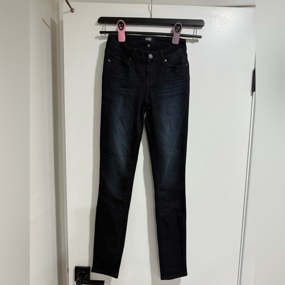 PAIGE Women's Dark Black Skinny Jeans